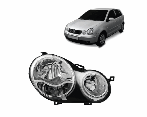 Farol Polo 02/06 Cromado Lado Direito Import