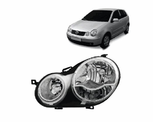 Farol Polo 02/06 Cromado Lado Esquerdo Import