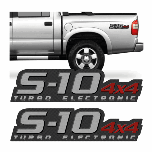 Adesivo S-10 4X4 2009 a 2011 Turbo Electronic Vermelho Grande