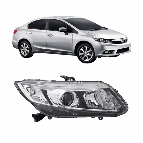 Farol Civic 2012 a 2016 Mascara Negra Lado Direito