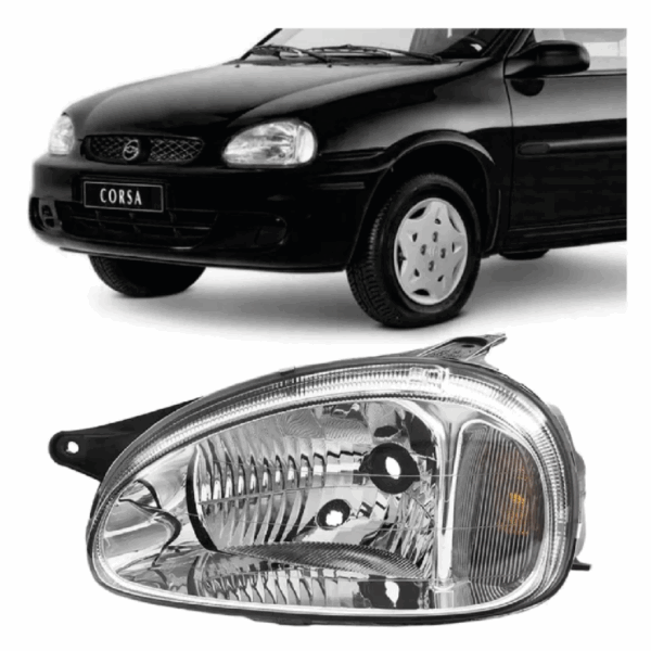 Farol Corsa 00/09 Com Preto Lado Esquerdo BapImports
